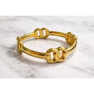 Vintage Milor 14K Yellow Gold Resin Bangle Bracelet Sz 7.5”